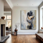 Abstract Couple Embrace Painting | Large Vertical Romantic Wall Art #ZZ 190 - Image 6