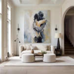 Abstract Couple Embrace Painting | Large Vertical Romantic Wall Art #ZZ 190 - Image 3