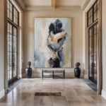Abstract Couple Embrace Painting | Large Vertical Romantic Wall Art #ZZ 190 - Image 2