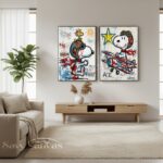 Snoopy Flying Ace Graffiti Oil Painting - 2 Piece Canvas Wall Art #SS 057 - Image 7