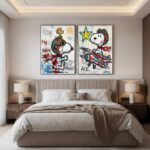 Snoopy Flying Ace Graffiti Oil Painting - 2 Piece Canvas Wall Art #SS 057 - Image 9