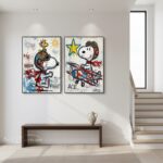 Snoopy Flying Ace Graffiti Oil Painting - 2 Piece Canvas Wall Art #SS 057 - Image 5