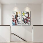 Snoopy Flying Ace Graffiti Oil Painting - 2 Piece Canvas Wall Art #SS 057 - Image 6