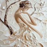 3D Textured Female Portrait - Modern Art Decor #TB 008